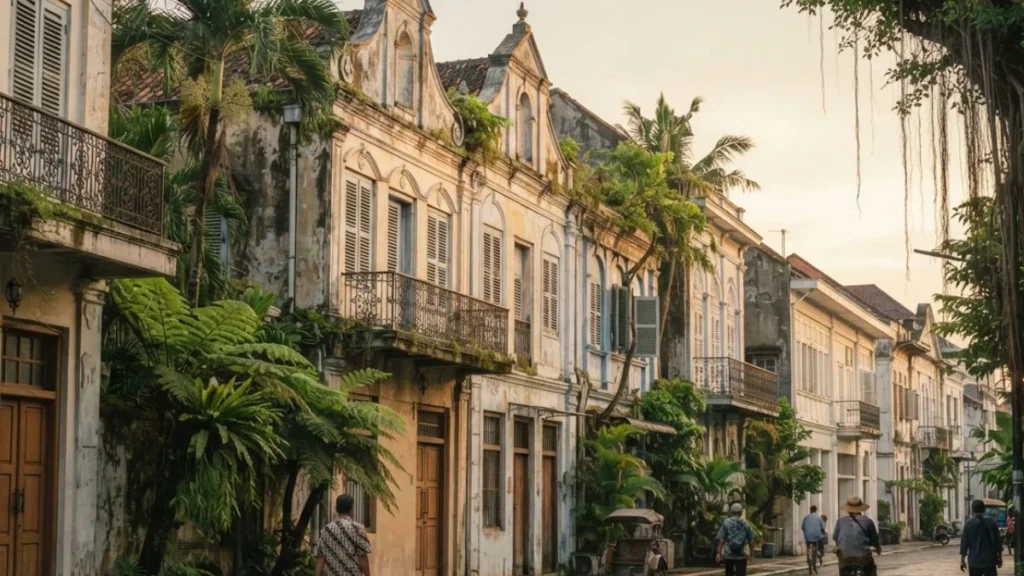 Preserved colonial-era architecture in an old Indonesian city district