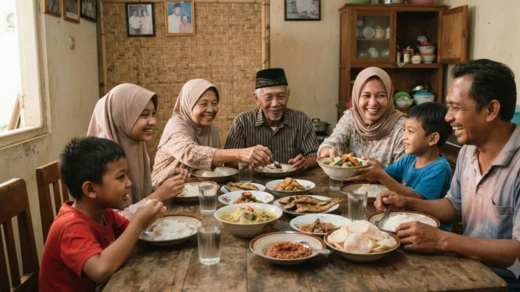 indonesian collectivist culture - multi-generational family sharing a meal together