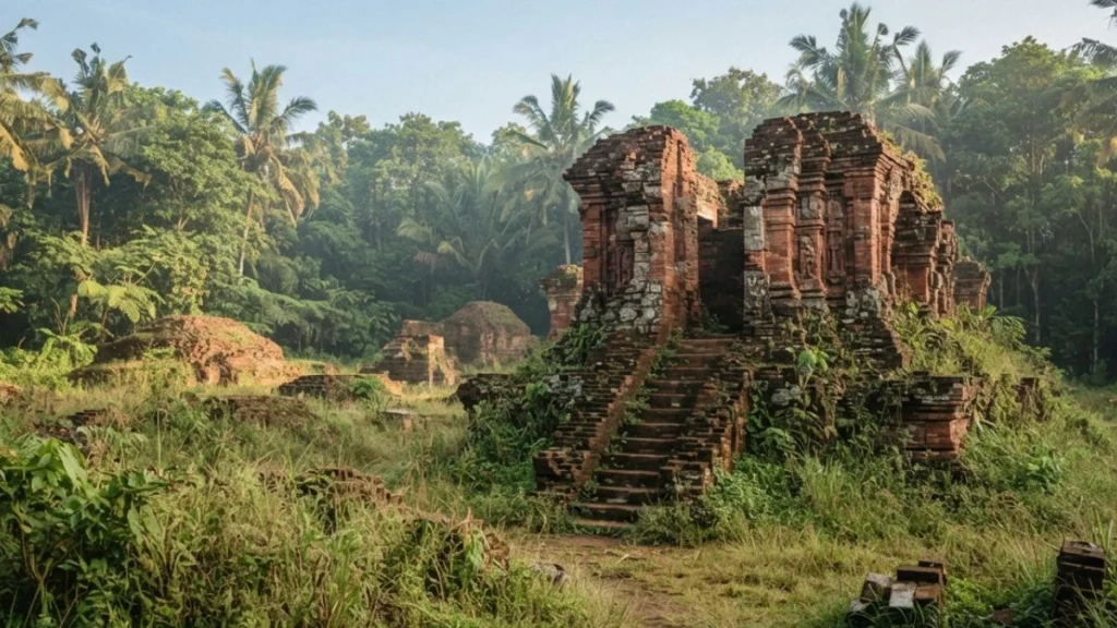 Ancient brick temple ruins from the East Javanese Majapahit kingdom